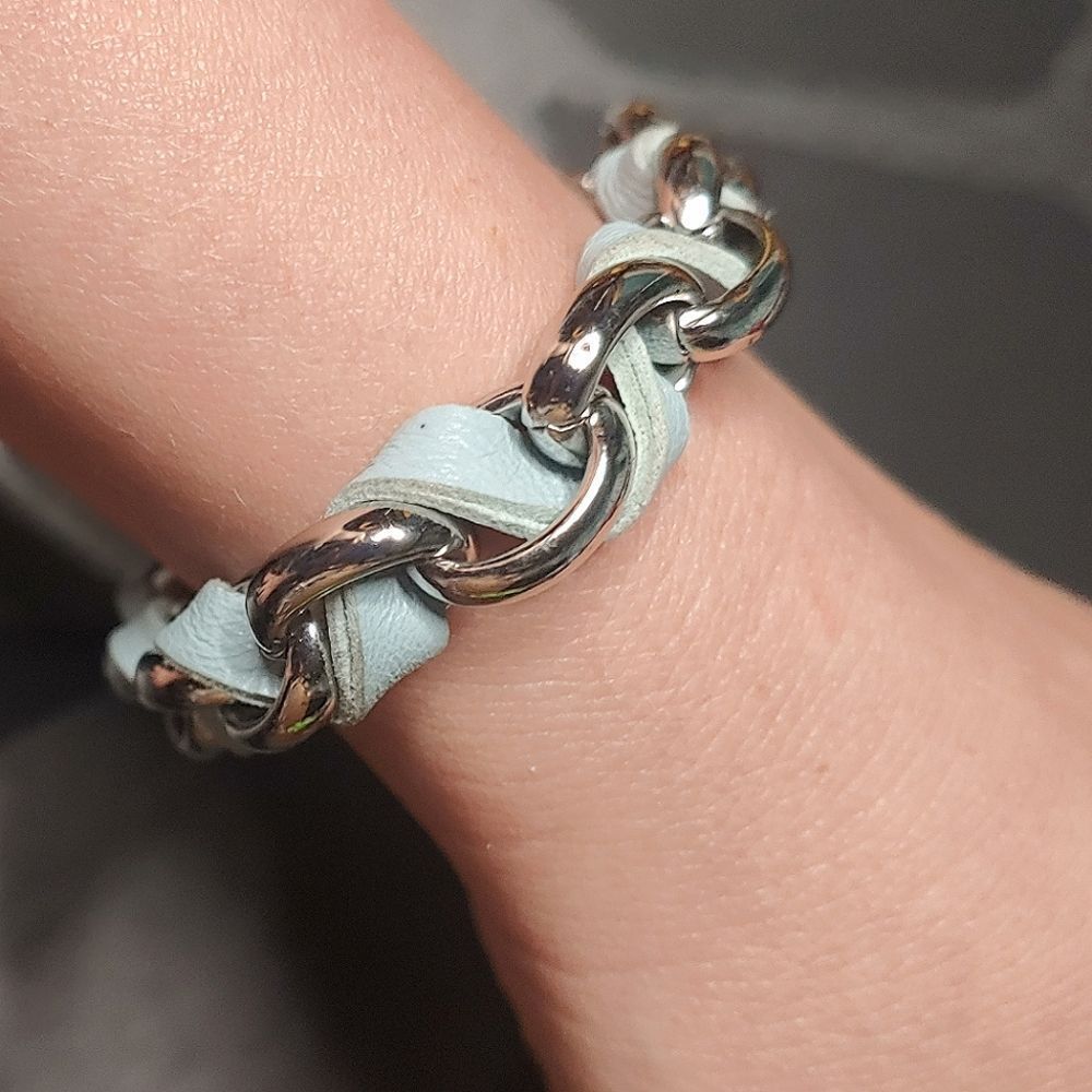 Silver & Teal Chain Link Bracelet